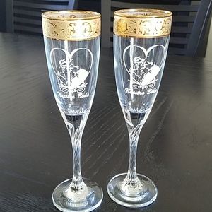 Vintage Champagne Glasses, set of 2
